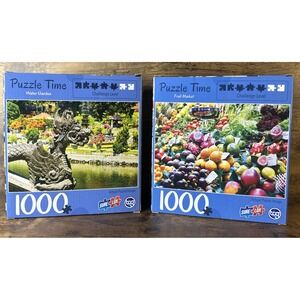 New Sealed Water Garden And Fruit Market 1000 Piece Puzzle Time Bundle Sure Lox